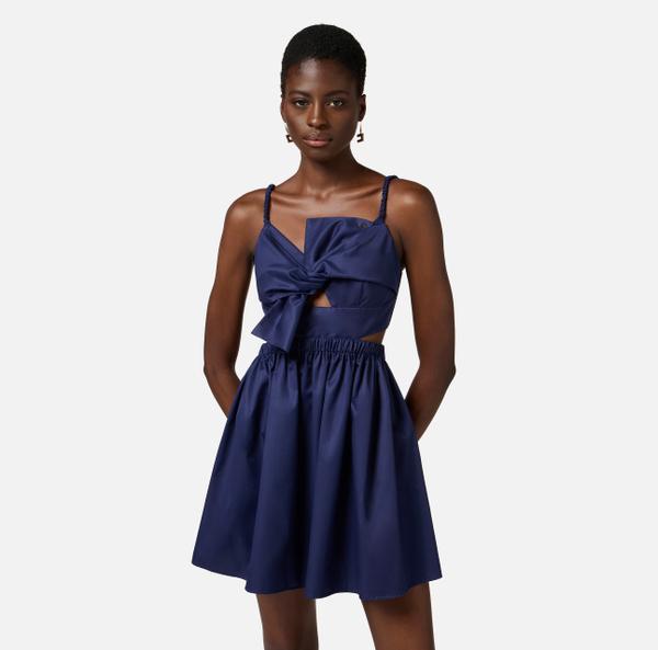 Elisabetta Franchi Robe En Popeline De Coton Avec Nœud