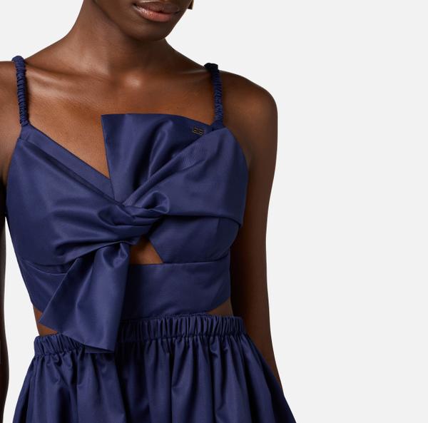 Elisabetta Franchi Robe En Popeline De Coton Avec Nœud