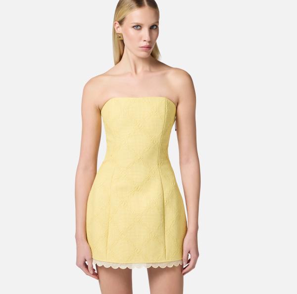 Elisabetta Franchi Robe En Raphia Avec Lacets Croisés