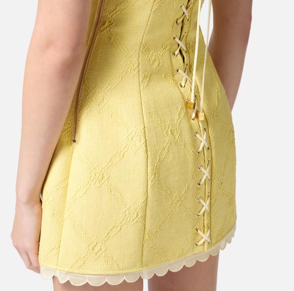 Elisabetta Franchi Robe En Raphia Avec Lacets Croisés
