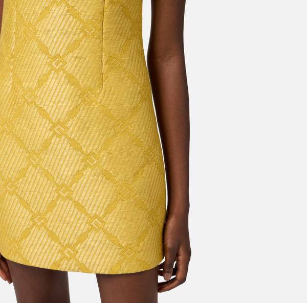 Elisabetta Franchi Robe En Raphia Avec Losanges Et Tulle