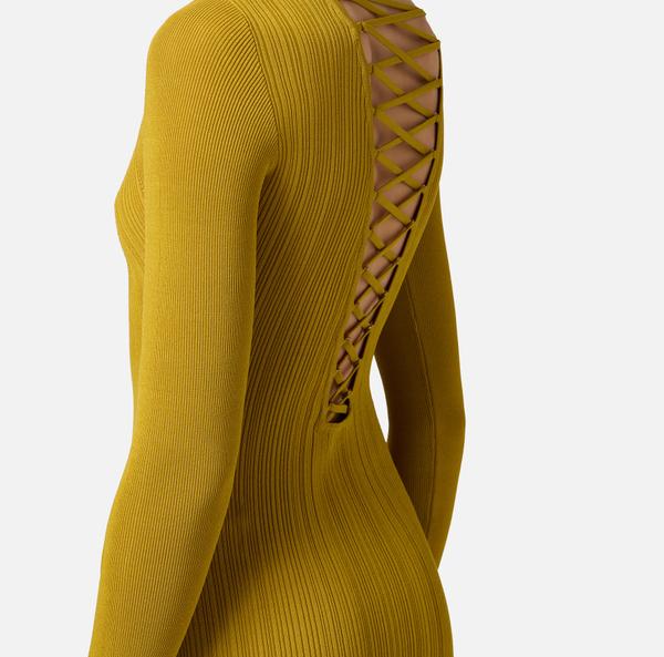Elisabetta Franchi Robe En Tricot Avec Lacets Croisés