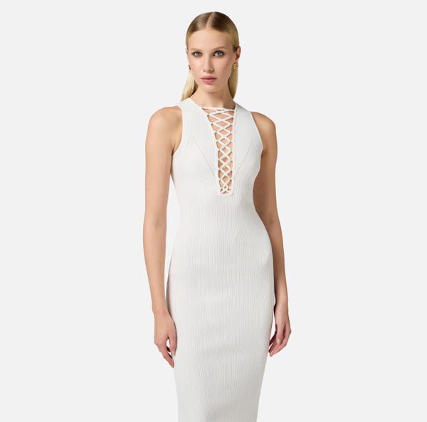 Elisabetta Franchi Robe En Tricot Avec Lacets Croisés