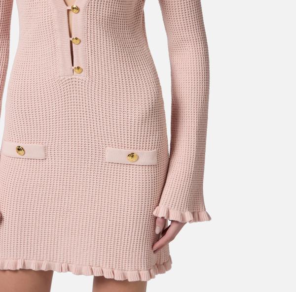 Elisabetta Franchi Robe En Tricot Avec Petits Volants Et Boutons