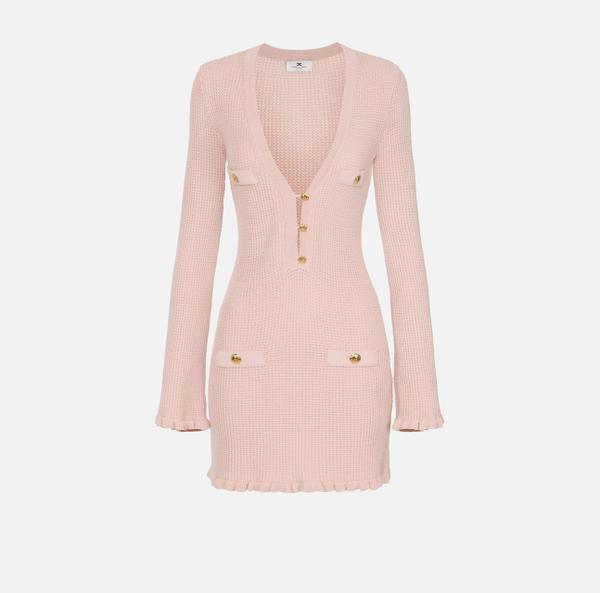 elisabetta franchi Robe en tricot avec petits volants et boutons