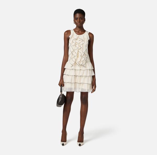 Elisabetta Franchi Robe En Tricot Avec Ruches Et Volants