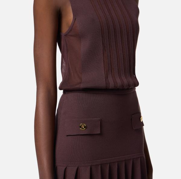 Elisabetta Franchi Robe En Tricot Avec Transparences