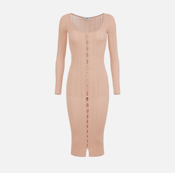 elisabetta franchi Robe en tricot côtelé avec boutons décoratifs