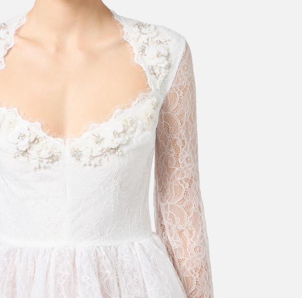 Elisabetta Franchi Robe En Tulle Et Dentelle Avec Broderie Florale