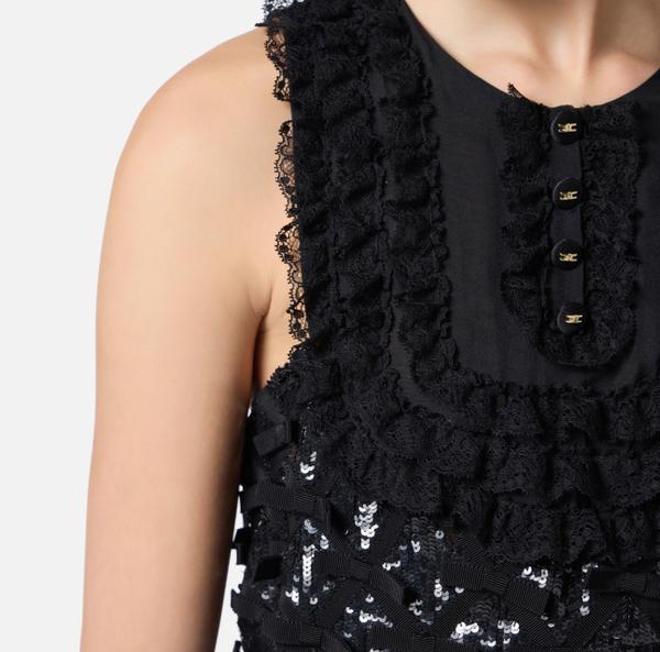 Elisabetta Franchi Robe En Tulle Et Voile Avec Nœuds