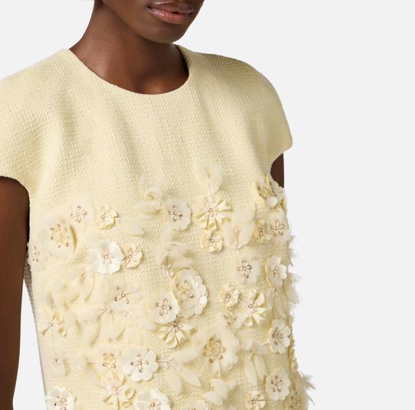 Elisabetta Franchi Robe En Tweed Avec Broderies Florales