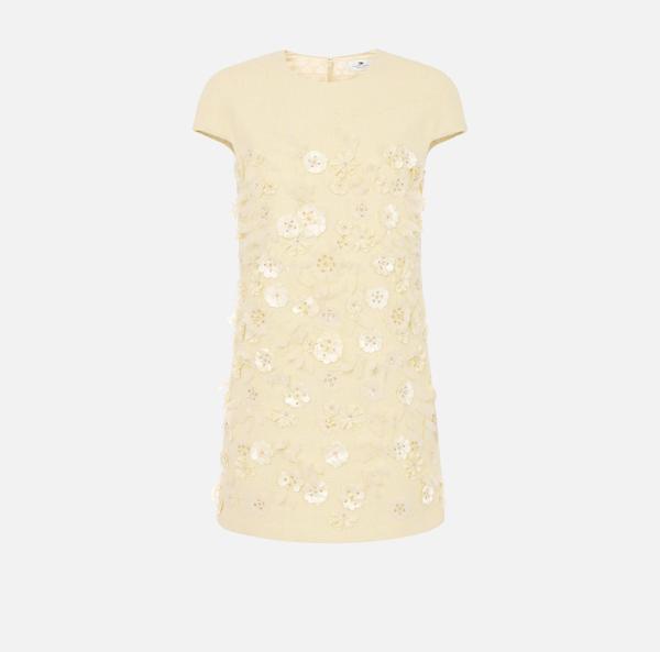 elisabetta franchi Robe en tweed avec broderies florales