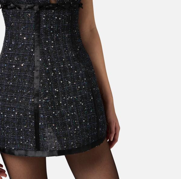 Elisabetta Franchi Robe En Tweed Avec Sequins Et Nœuds