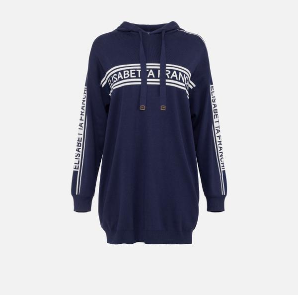 elisabetta franchi Robe en viscose avec capuche et bandes contrastées