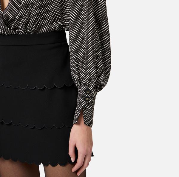 Elisabetta Franchi Robe En Viscose Avec Imprimé Pois Et Feston Brodé