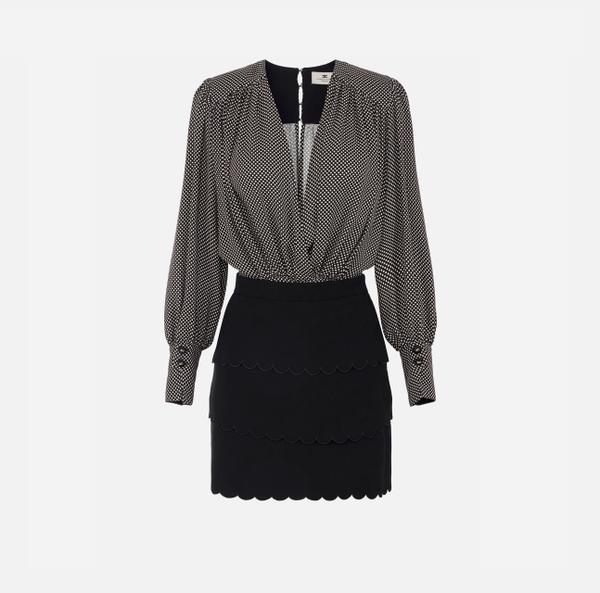 elisabetta franchi Robe en viscose avec imprimé pois et feston brodé