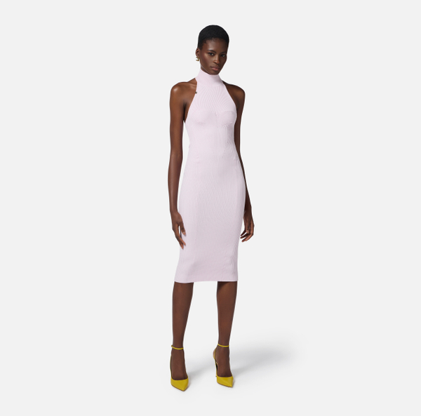 Elisabetta Franchi Robe En Viscose Côtelée Avec Cœur