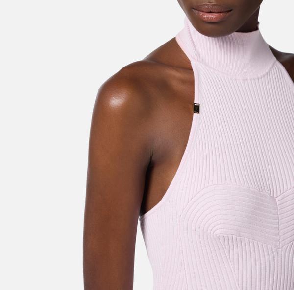 Elisabetta Franchi Robe En Viscose Côtelée Avec Cœur