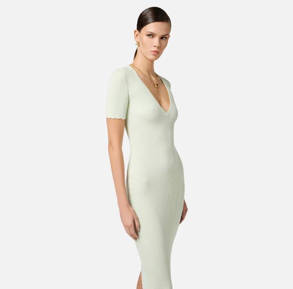 Elisabetta Franchi Robe En Viscose Côtelée Avec Collier