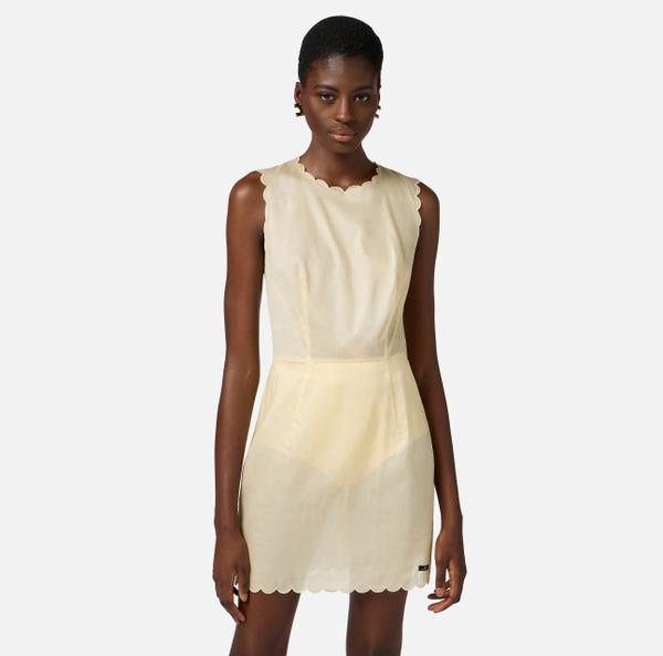 Elisabetta Franchi Robe En Voile De Coton Avec Feston Brodé