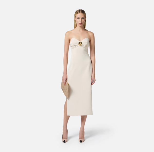 Elisabetta Franchi Robe Fourreau En Crêpe Fluide Avec Macro Nœud
