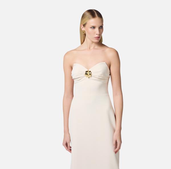 Elisabetta Franchi Robe Fourreau En Crêpe Fluide Avec Macro Nœud