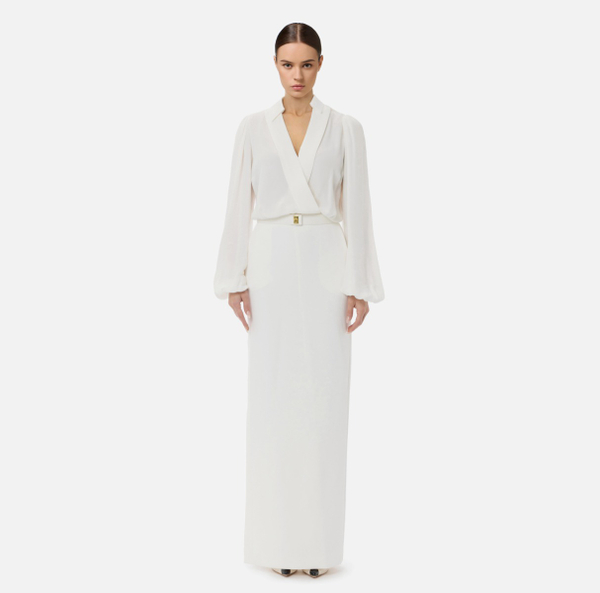 Elisabetta Franchi Robe Longue En Crêpe Avec Ceinture
