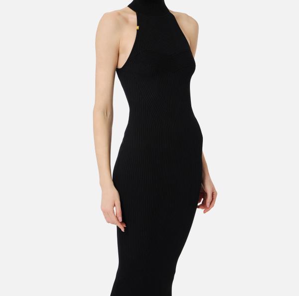 Elisabetta Franchi Robe Longue En Viscose Côtelée Avec Cœur