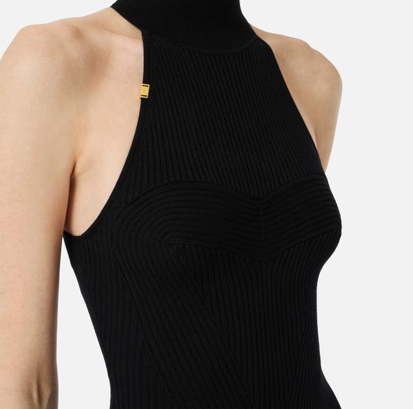 Elisabetta Franchi Robe Longue En Viscose Côtelée Avec Cœur
