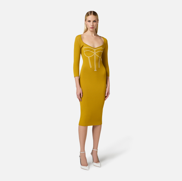 Elisabetta Franchi Robe Mi-mollet Avec Effet Corset