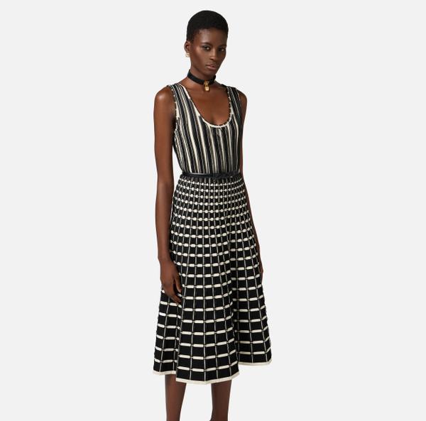 Elisabetta Franchi Robe Midi En Viscose Avec Micro-ruches