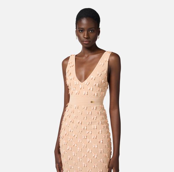 Elisabetta Franchi Robe Midi En Viscose Stretch Avec Nœuds