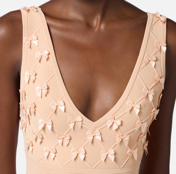 Elisabetta Franchi Robe Midi En Viscose Stretch Avec Nœuds