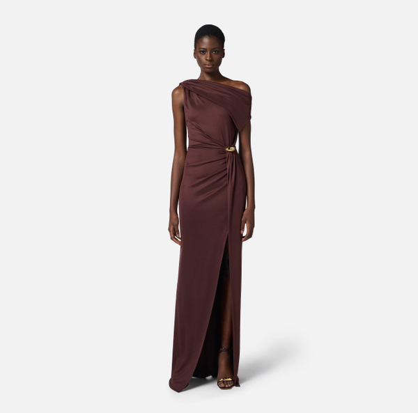 Elisabetta Franchi Robe Red Carpet Asymétrique En Jersey