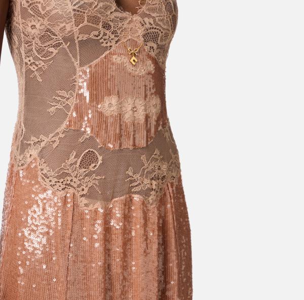 Elisabetta Franchi Robe Red Carpet En Dentelle Et Sequins