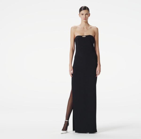 Elisabetta Franchi Robe Red Carpet En Double Crêpe Léger Avec Détail Bijou