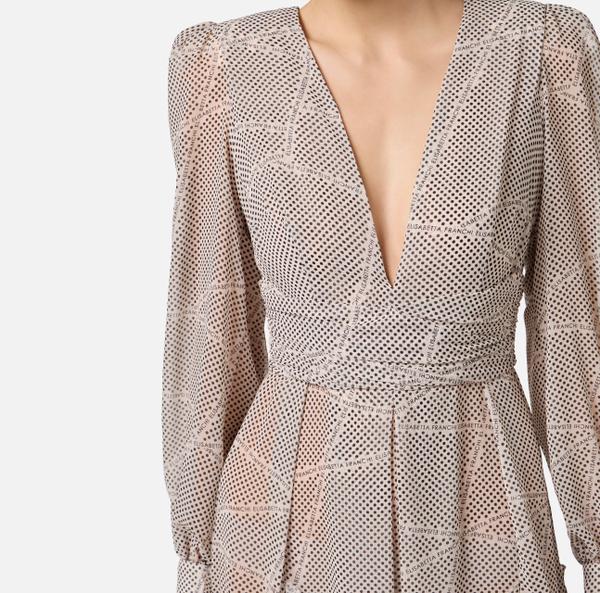 Elisabetta Franchi Robe Red Carpet En Georgette Avec Imprimé Pois Et Rubans