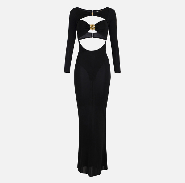 elisabetta franchi Robe Red Carpet en jersey avec clip de nœud bijou