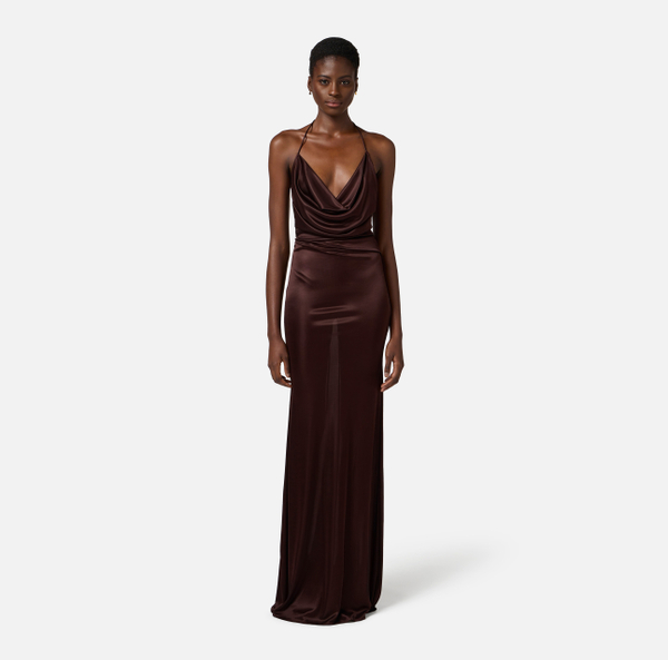 Elisabetta Franchi Robe Red Carpet En Jersey Avec Dos Nu