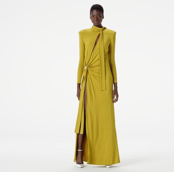 Elisabetta Franchi Robe Red Carpet En Jersey Avec Fente Et Nœuds