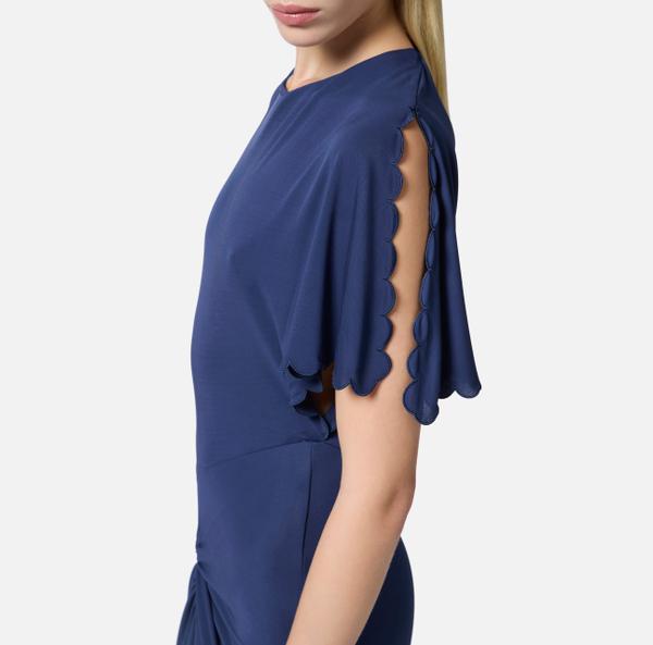 Elisabetta Franchi Robe Red Carpet En Jersey Avec Feston Brodé