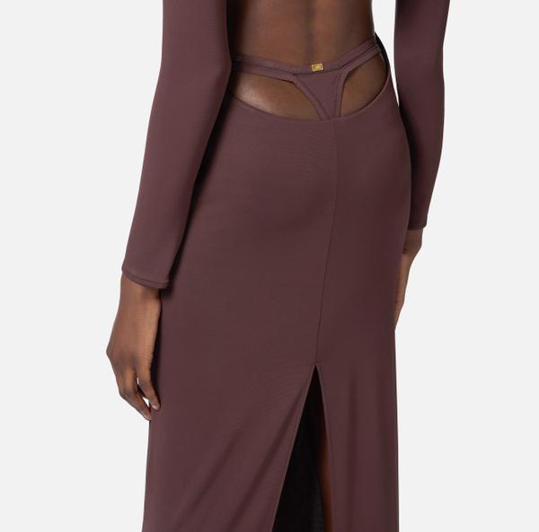 Elisabetta Franchi Robe Red Carpet En Jersey Avec Lacets Et Capuche