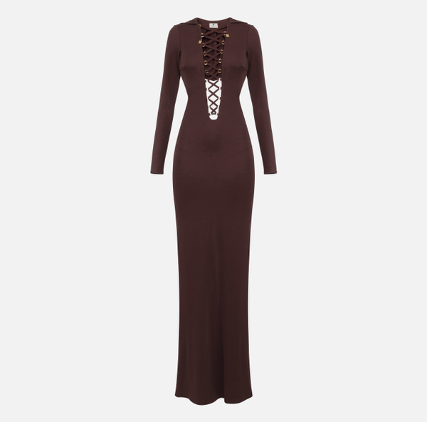 elisabetta franchi Robe Red Carpet en jersey avec lacets et capuche