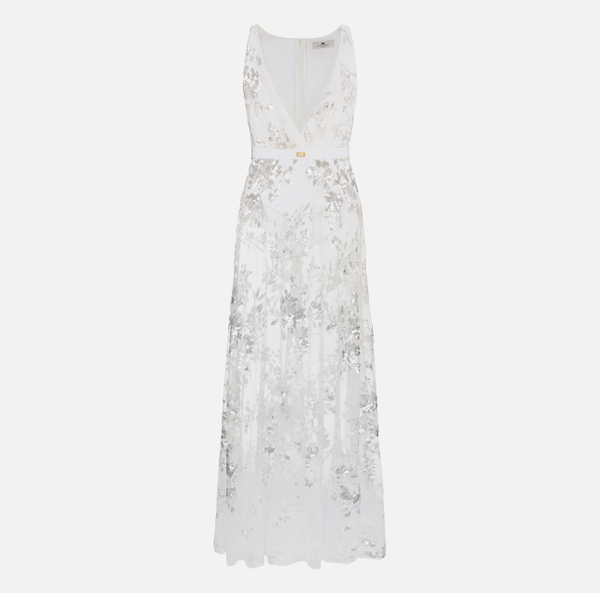 elisabetta franchi Robe Red Carpet en jersey avec sequins brodés