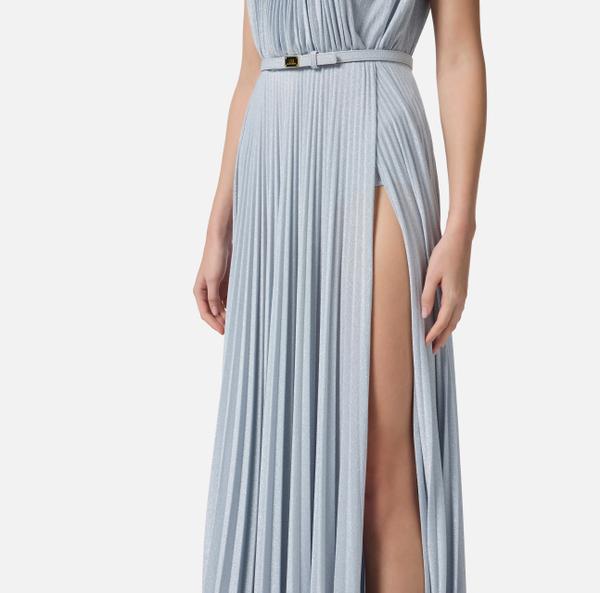 Elisabetta Franchi Robe Red Carpet En Jersey Lurex Avec Ceinture