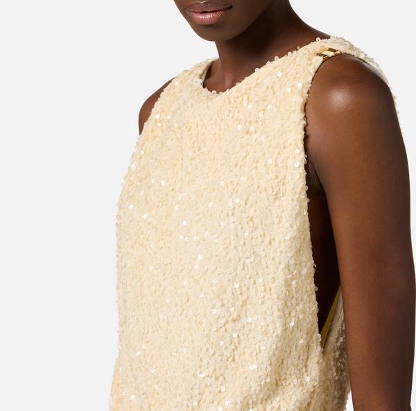 Elisabetta Franchi Robe Red Carpet En Sequins Avec Détail Logo