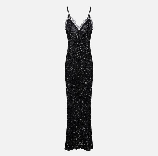 elisabetta franchi Robe Red Carpet en sequins et dentelle