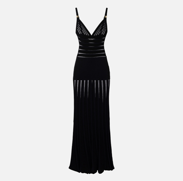 elisabetta franchi Robe Red Carpet en tricot avec transparences