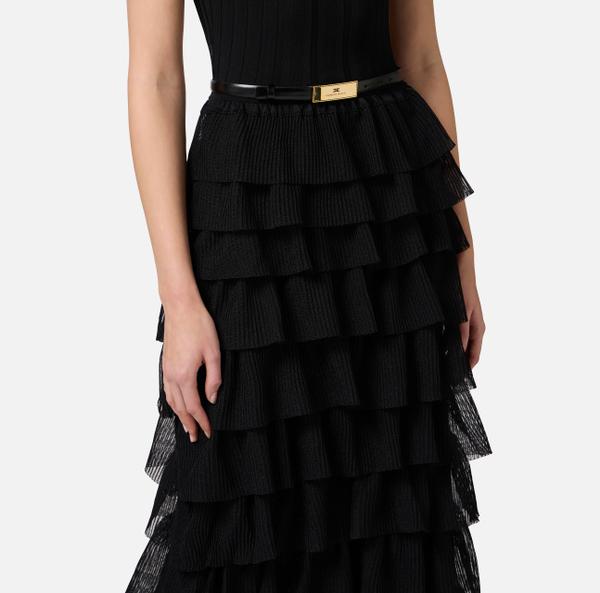 Elisabetta Franchi Robe Red Carpet En Tricot Avec Volants
