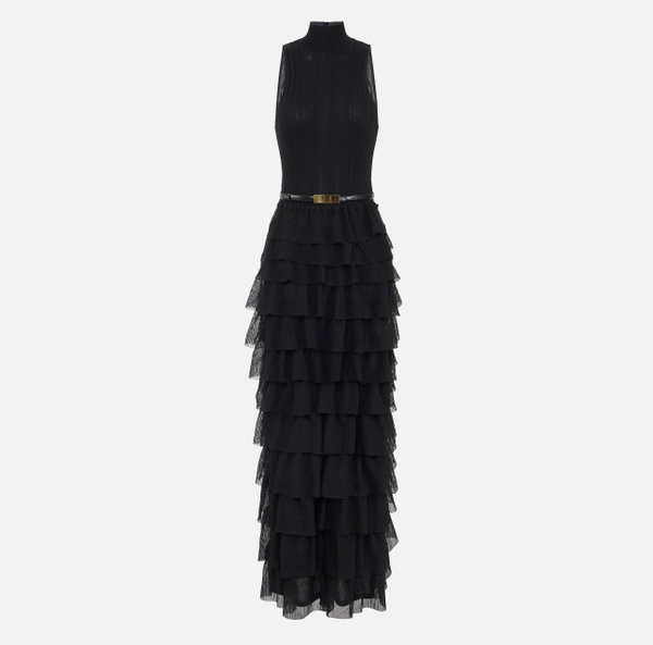 elisabetta franchi Robe Red Carpet en tricot avec volants